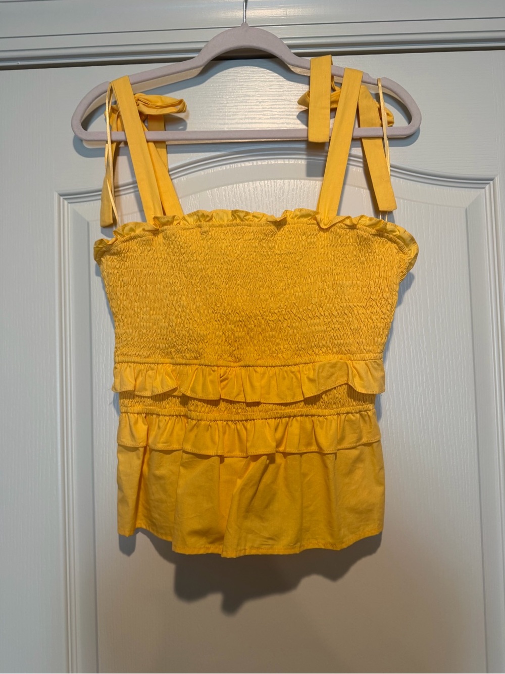Le Lis Bright Yellow Smocked Ruffle Tank